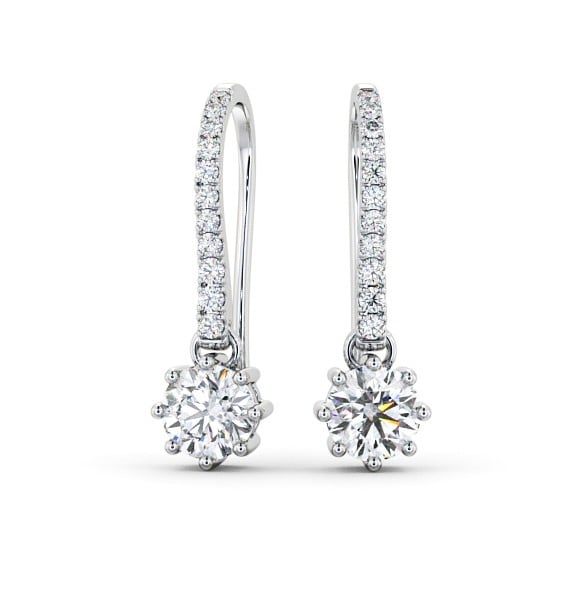  Drop Round Diamond Earrings 9K White Gold - Lorenza ERG139_WG_THUMB2 