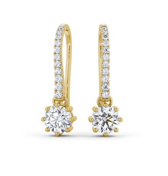  Drop Round Diamond Earrings 9K Yellow Gold - Lorenza ERG139_YG_THUMB2 
