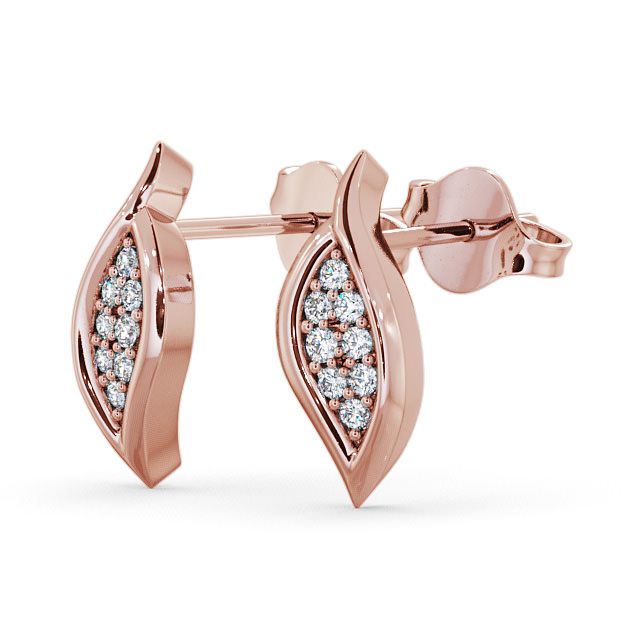Cluster Leaf Shape Diamond Earrings 18K Rose Gold - Kelise ERG13_RG_SIDE