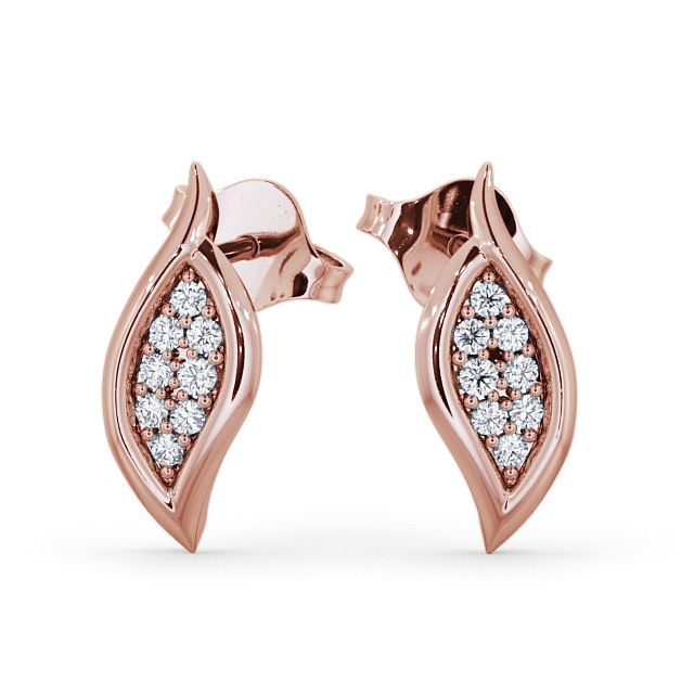 Cluster Leaf Shape Diamond Earrings 18K Rose Gold - Kelise ERG13_RG_UP
