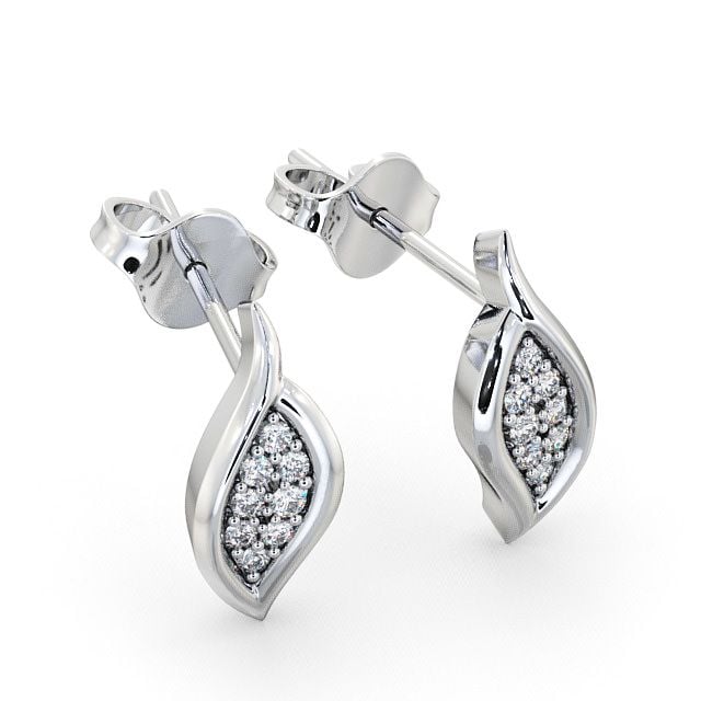 Cluster Leaf Shape Diamond Earrings 9K White Gold - Kelise ERG13_WG_FLAT