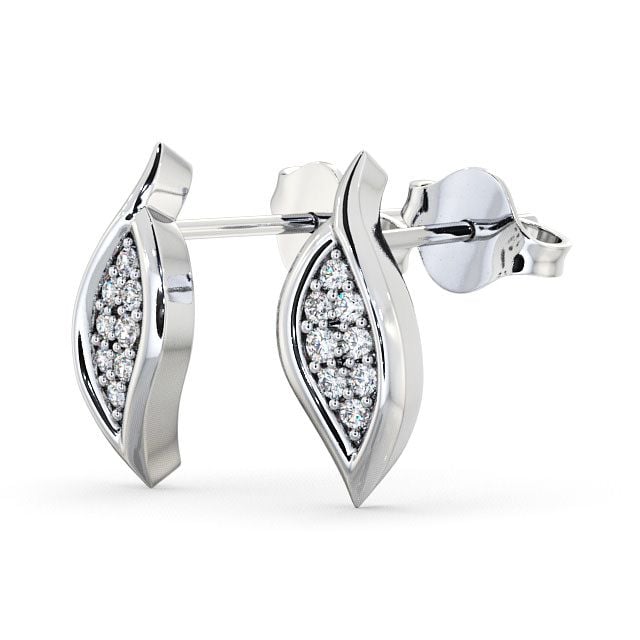 Cluster Leaf Shape Diamond Earrings 18K White Gold - Kelise
