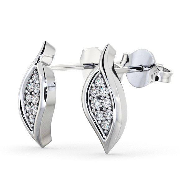 Cluster Leaf Shape Diamond Earrings 9K White Gold ERG13_WG_THUMB1