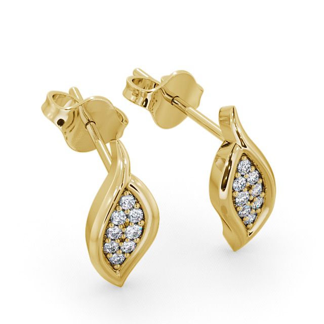 Cluster Leaf Shape Diamond Earrings 18K Yellow Gold - Kelise ERG13_YG_FLAT