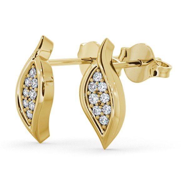 Cluster Leaf Shape Diamond Earrings 18K Yellow Gold - Kelise ERG13_YG_THUMB1