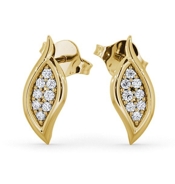  Cluster Leaf Shape Diamond Earrings 18K Yellow Gold - Kelise ERG13_YG_THUMB2 