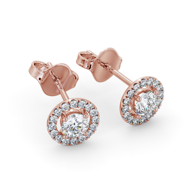 Halo Round Diamond Earrings 9K Rose Gold - Hanneli ERG140_RG_FLAT