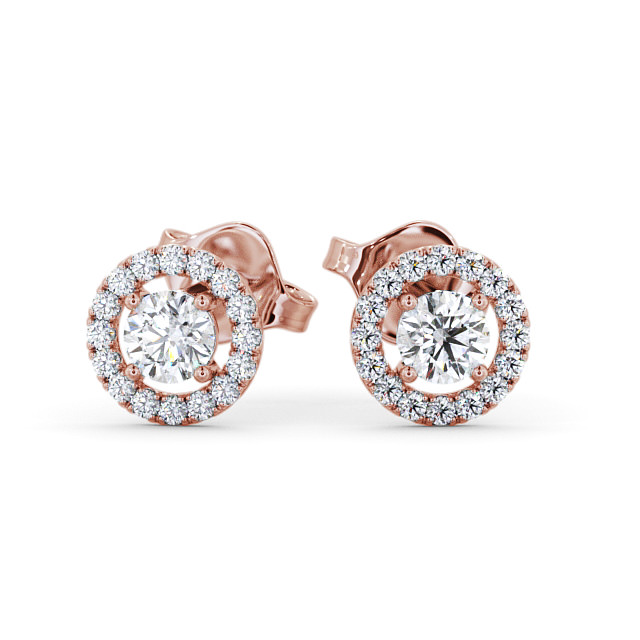 Halo Round Diamond Earrings 18K Rose Gold - Hanneli ERG140_RG_UP