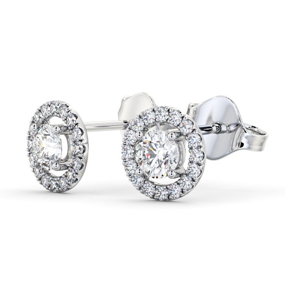 Halo Round Diamond Earrings 18K White Gold - Hanneli ERG140_WG_THUMB1