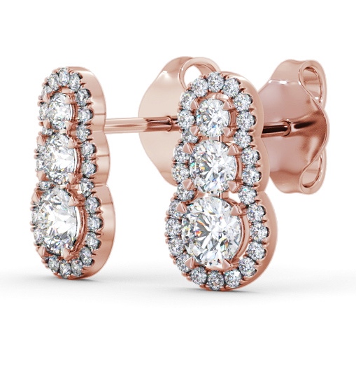 Drop Halo Style Round Diamond Trilogy Earrings 9K Rose Gold ERG141_RG_THUMB1 