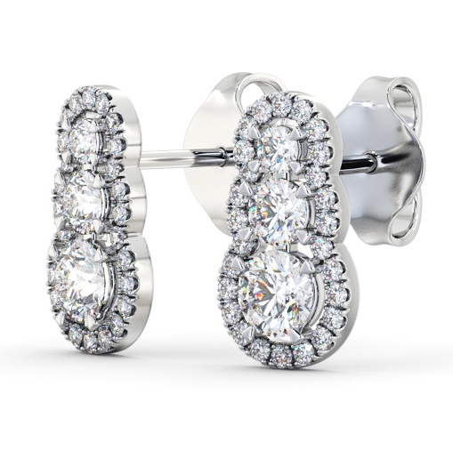 Drop Halo Style Round Diamond Trilogy Earrings 18K White Gold ERG141_WG_THUMB1 