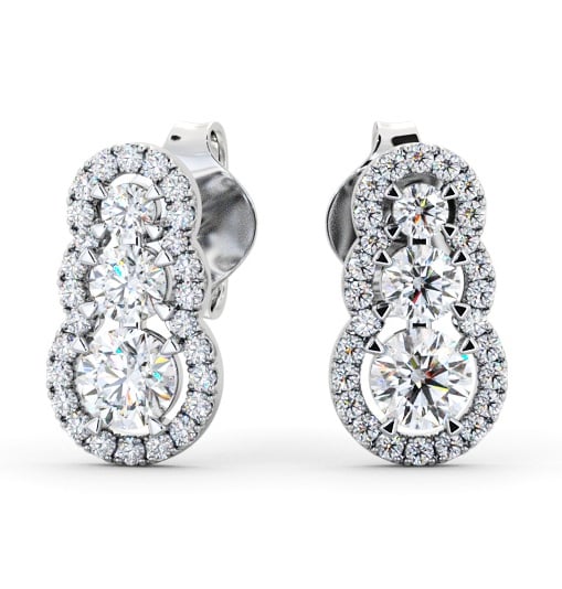  Drop Style Round Diamond Earrings 9K White Gold - Lamal ERG141_WG_THUMB2 