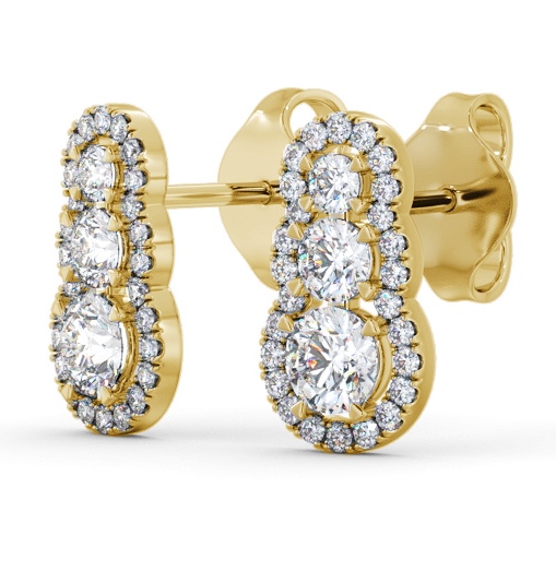 Drop Halo Style Round Diamond Trilogy Earrings 18K Yellow Gold ERG141_YG_THUMB1 