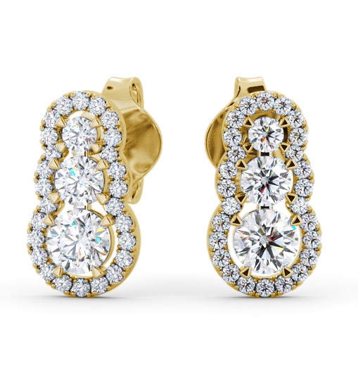  Drop Style Round Diamond Earrings 9K Yellow Gold - Lamal ERG141_YG_THUMB2 