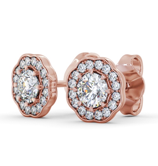  Halo Round Diamond Earrings 18K Rose Gold - Dalcote ERG142_RG_THUMB1 