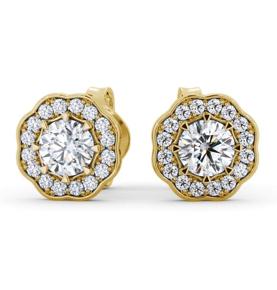  Halo Round Diamond Earrings 9K Yellow Gold - Dalcote ERG142_YG_THUMB2 