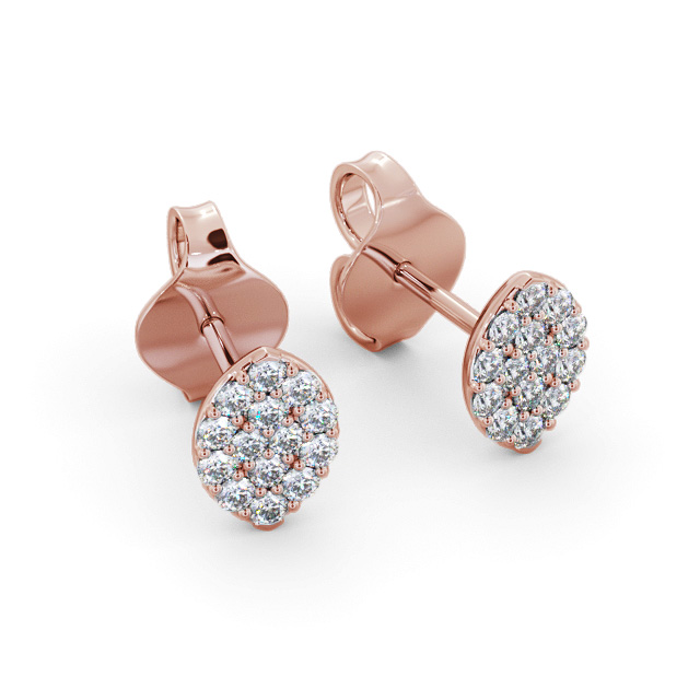 Marquise Style Round Diamond Earrings 9K Rose Gold - Reyes ERG143_RG_FLAT