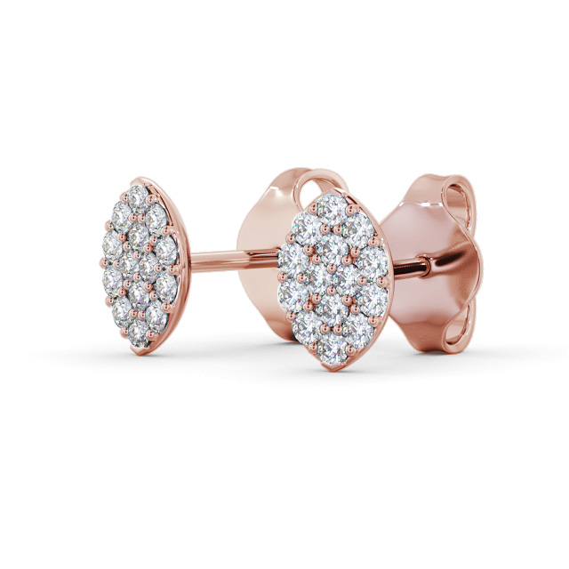 Marquise Style Round Diamond Earrings 18K Rose Gold - Reyes ERG143_RG_SIDE