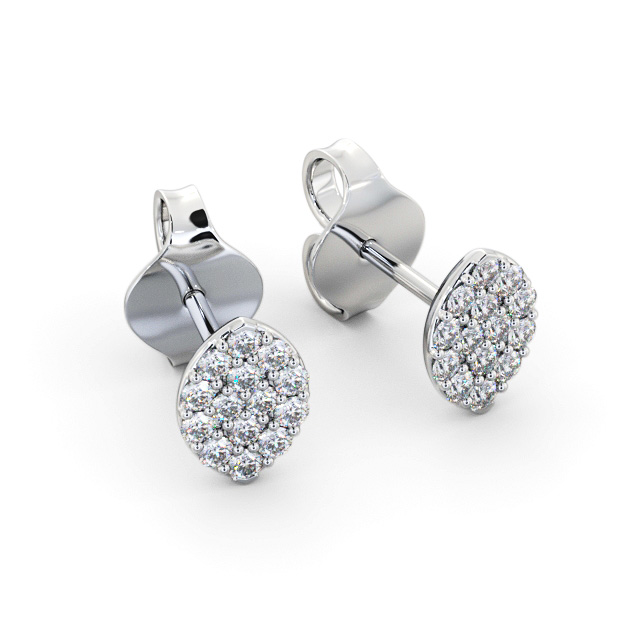 Marquise Style Round Diamond Earrings 18K White Gold - Reyes ERG143_WG_FLAT