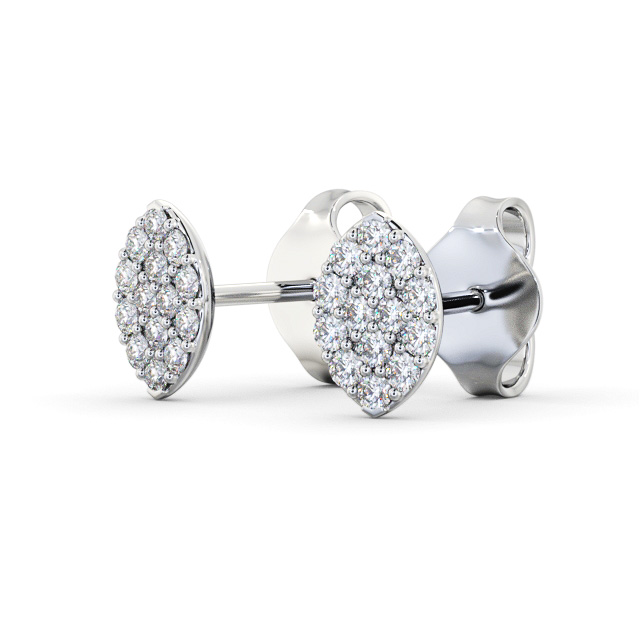 Marquise Style Round Diamond Earrings 18K White Gold - Reyes ERG143_WG_SIDE