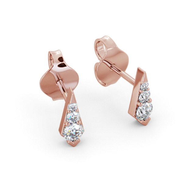 Drop Style Round Diamond Earrings 9K Rose Gold - Cowden ERG144_RG_FLAT