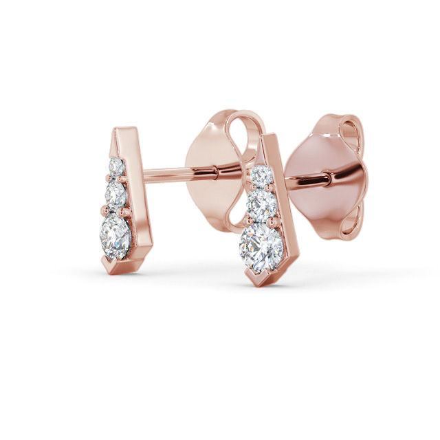 Drop Style Round Diamond Earrings 18K Rose Gold - Cowden ERG144_RG_SIDE