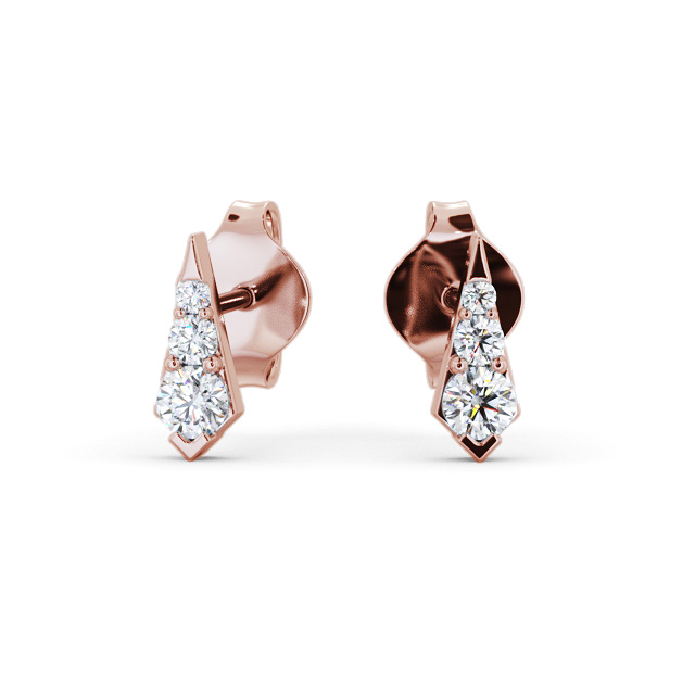 Drop Style Round Diamond Earrings 9K Rose Gold - Cowden ERG144_RG_UP