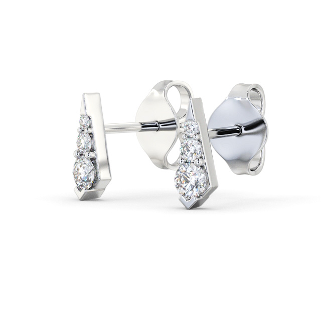 Drop Style Round Diamond Earrings 9K White Gold - Cowden ERG144_WG_SIDE
