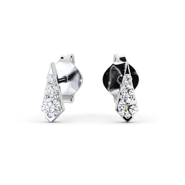 Drop Style Round Diamond Earrings 9K White Gold - Cowden ERG144_WG_UP