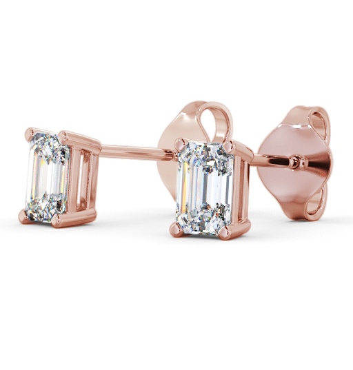  Emerald Diamond Four Claw Stud Earrings 18K Rose Gold - Farah ERG145_RG_THUMB1 