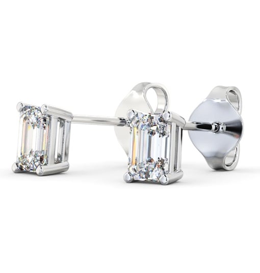 Emerald Diamond Four Claw Stud Earrings 18K White Gold ERG145_WG_THUMB1 