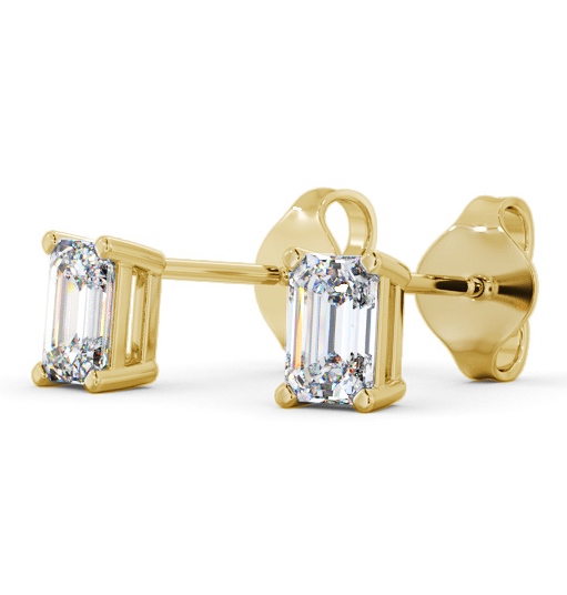  Emerald Diamond Four Claw Stud Earrings 9K Yellow Gold - Farah ERG145_YG_THUMB1 