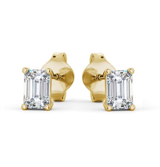  Emerald Diamond Four Claw Stud Earrings 9K Yellow Gold - Farah ERG145_YG_THUMB2 