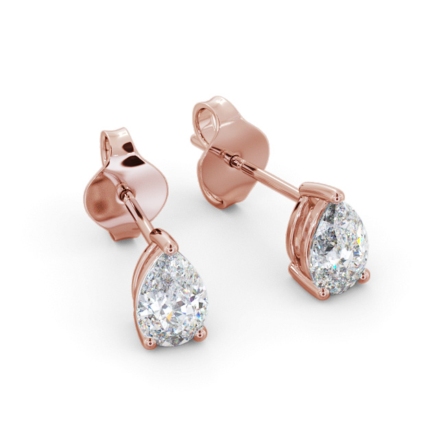 Pear Diamond Four Claw Stud Earrings 9K Rose Gold - Aleah ERG146_RG_FLAT