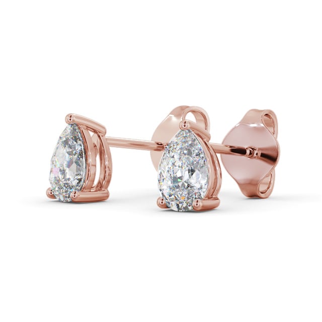 Pear Diamond Four Claw Stud Earrings 9K Rose Gold - Aleah ERG146_RG_SIDE