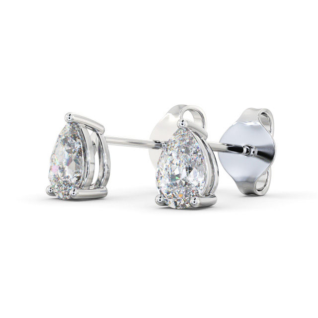 Pear Diamond Four Claw Stud Earrings 18K White Gold - Aleah ERG146_WG_SIDE
