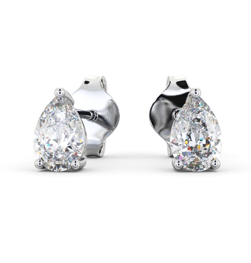 Pear Diamond Three Claw Stud Earrings 18K White Gold ERG146_WG_THUMB2 
