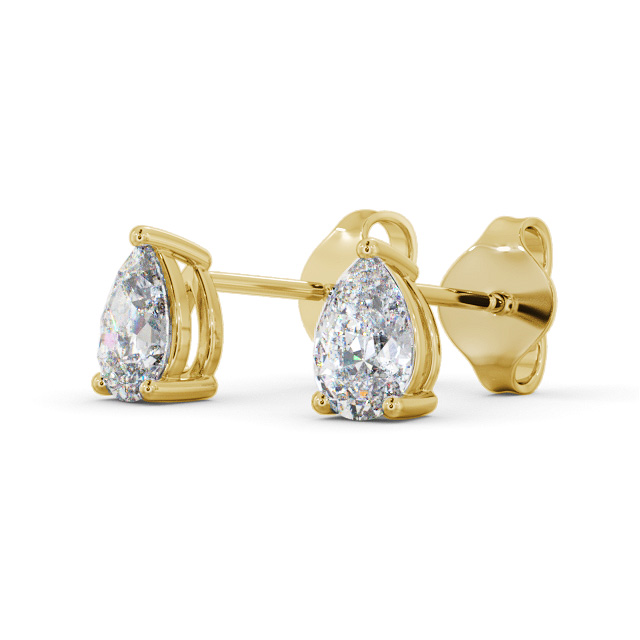 Pear Diamond Three Claw Stud Earrings 18K Yellow Gold - Aleah