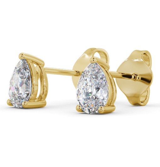 Pear Diamond Three Claw Stud Earrings 18K Yellow Gold ERG146_YG_THUMB1