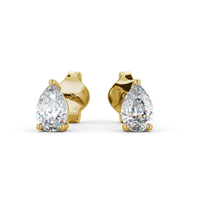 Pear Diamond Four Claw Stud Earrings 18K Yellow Gold - Aleah ERG146_YG_UP