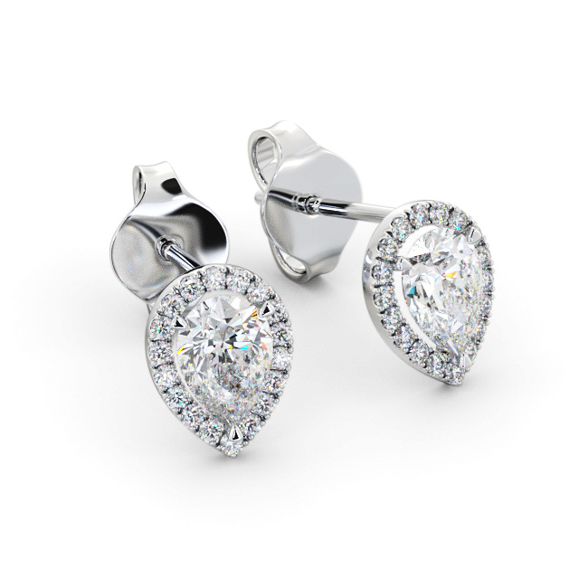 Halo Pear Diamond Earrings 9K White Gold - Rowena ERG147_WG_FLAT