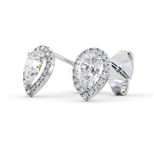 Halo Pear Diamond Earrings 18K White Gold - Rowena ERG147_WG_SIDE