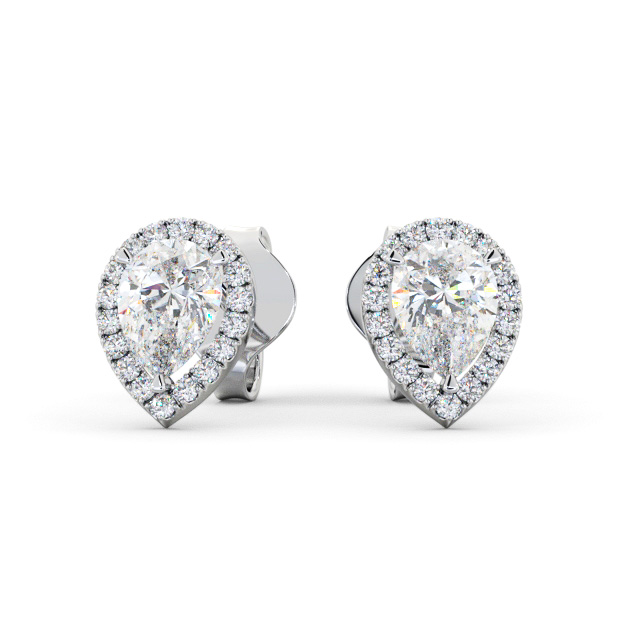 Halo Pear Diamond Earrings 9K White Gold - Rowena ERG147_WG_UP