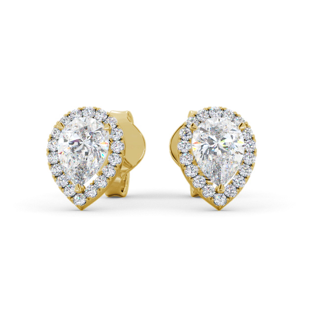 Halo Pear Diamond Earrings 18K Yellow Gold - Rowena ERG147_YG_UP