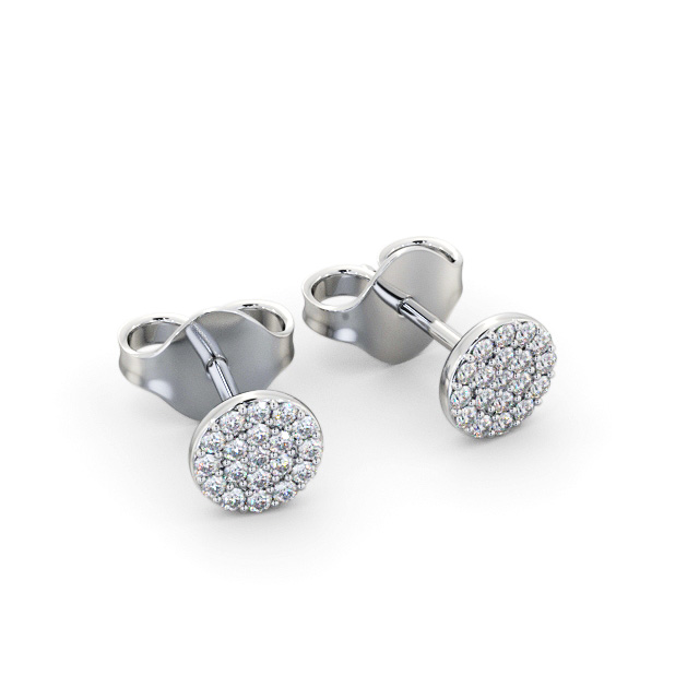 Cluster Style Round Diamond Earrings 18K White Gold - Agular ERG148_WG_FLAT