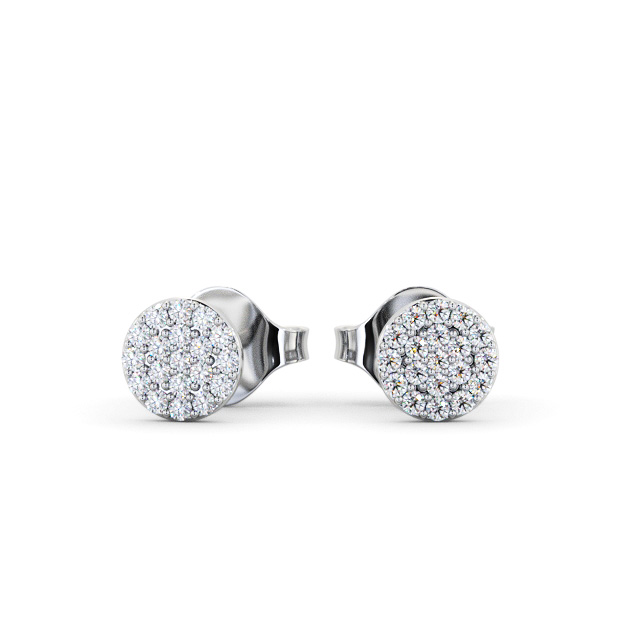 Cluster Style Round Diamond Earrings 18K White Gold - Agular ERG148_WG_UP