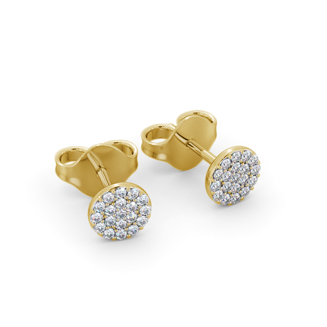 Cluster Style Round Diamond Earrings 18K Yellow Gold - Agular ERG148_YG_FLAT