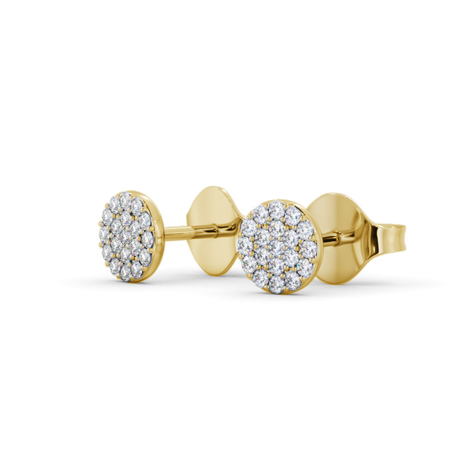 Cluster Style Round Diamond Earrings 18K Yellow Gold - Agular ERG148_YG_SIDE