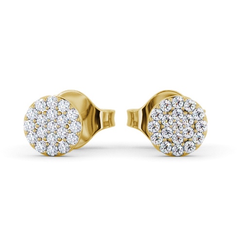  Cluster Style Round Diamond Earrings 18K Yellow Gold - Agular ERG148_YG_THUMB2 