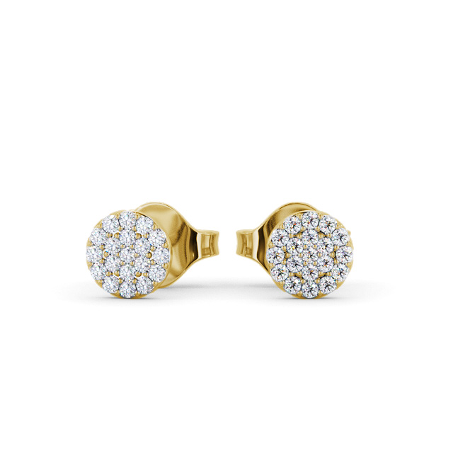 Cluster Style Round Diamond Earrings 18K Yellow Gold - Agular ERG148_YG_UP